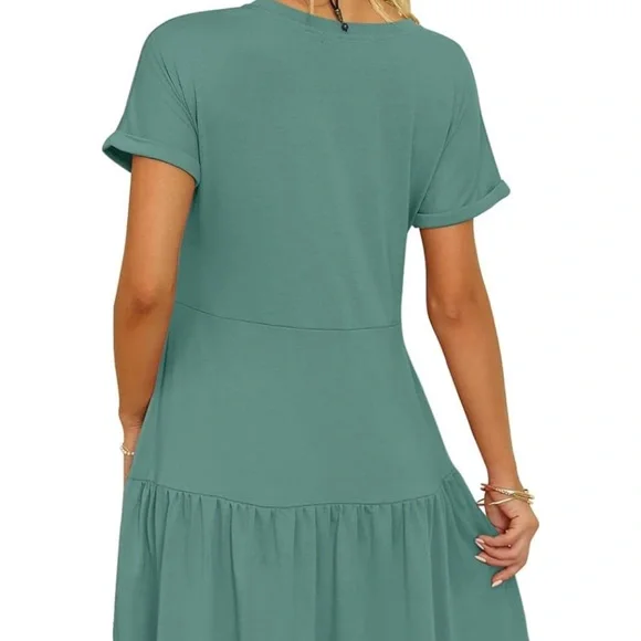 NWT women’s short sleeve crew neck T shirt dress Sz Medium - Picture 2 of 10